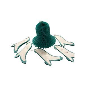 Vintage Green Honeycomb Bell Set of 6 Bells  For Holiday Decor 8 Inch